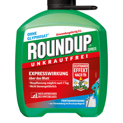 Roundup Weed Free Express, 5 liter refill canister, ready-mixed for controlling weeds and grasses