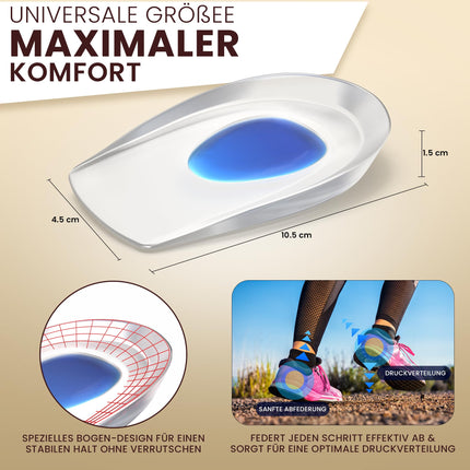 FERSENFREUND© Premium Heel Spur Insoles - NEW 2025 - Heel Cushion Gel Insoles made of 100% GENUINE SILICONE - Heel Wedge Gel Cushion for Shoes Heel Gel Shoe Insoles Heel Cushion Gel Pads (Women)