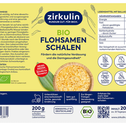 Zirkulin Organic Psyllium Husks 200g Can - Promotes digestion &amp; intestinal health - Tasteless - Supports a high-fiber &amp; healthy diet - Very good swelling capacity