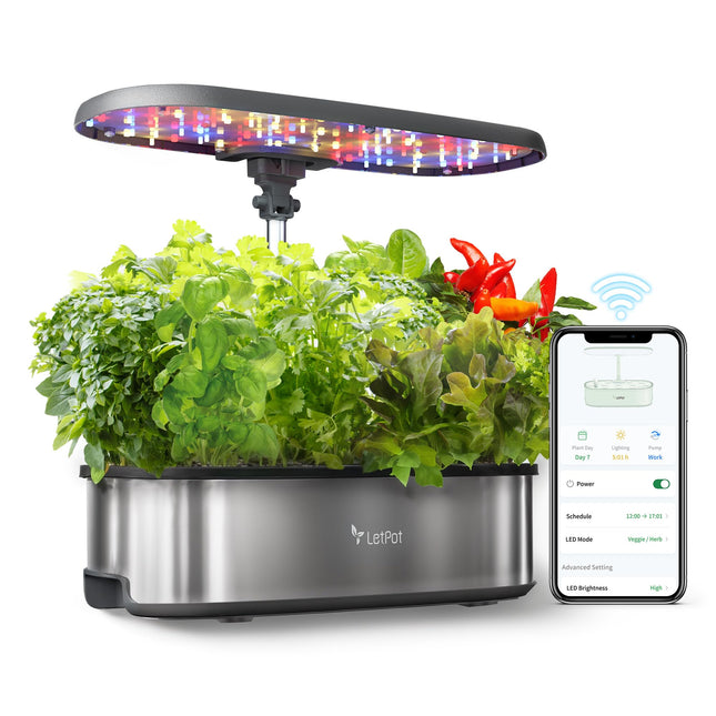 LETPOT LPH-SE WiFi Hydroponic Growing System, 12 Pods Smart Herb Garden Kit for Indoor Use, Indoor Garden with 24W LED Grow Light, 5.5L Water Tank, Pump System, Automatic Timer