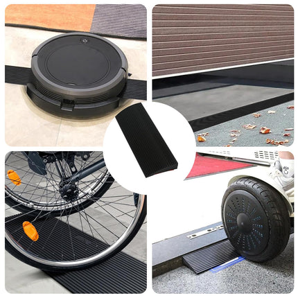 Door threshold ramp, 900 x 80 x (10-30) mm rubber ramp, black wheelchair ramp load 800 kg for wheelchairs, strollers, walkers or e-scooters (2.5 cm height)