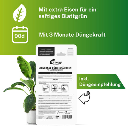 Greenyp 50x universal fertilizer green plants fertilizer sticks for all green plants, houseplants and balcony plants I long-term fertilizer NPK fertilizer with extra iron and 3 months fertilizing power