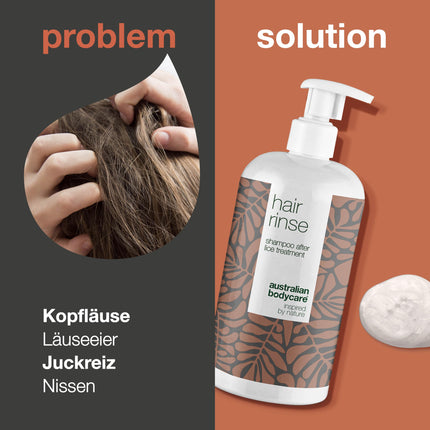 Australian Bodycare Hair Rinse 500 ml | Head lice shampoo after head lice treatment for the whole family | Tea tree oil shampoo with 100% natural tea tree oil