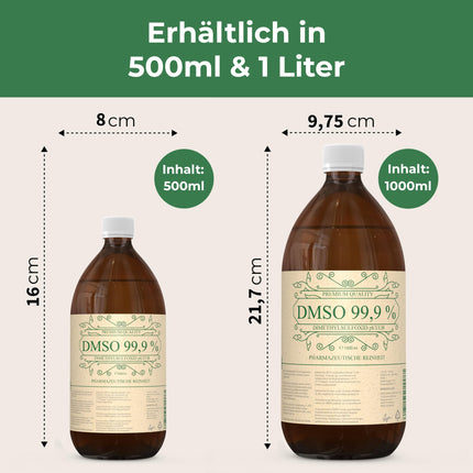 DMSO 500ml 99.9% pharmaceutical quality &amp; purity - DMSO Dimethyl Sulfoxide ph. EUR undiluted in a light-protected amber glass pharmacy bottle - DMSO 99.9% 500ml