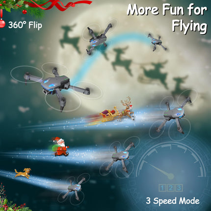 Wipkviey T28 Drone with Camera for Beginners, Foldable Quadcopter for Adults, FPV RC Drones with 3D Flips/Altitude Hold/Gesture Selfie/Waypoint Flight, Gifts for Kids Boys/Girls, 2 Batteries