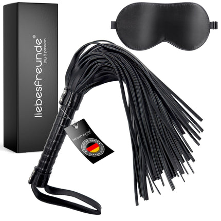 Liebesfreunde® Sex Whip – Flogger BDSM Toy, hard and soft applicable, including blindfold