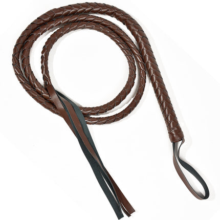 U-Goforst Brown Whip Indiana Whip Cat Woman Whip Costume Fake Bull Whip PU Leather Lion Tamer Cowboy Whip Toy Prop for Adults Ladies