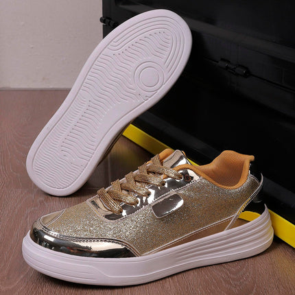 Hippie Shoes Women's Lace-Up Shoes Festive Patent Shoes Sequin Shoes Glitter Shoes Spring Non-Slip Glitter Sequins Flat Elegant Sneakers Trekking Shoes