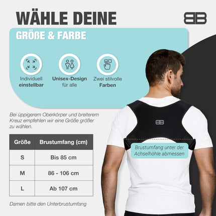 Back Bodyguard Posture Corrector - Innovative Back Straightener for an Upright Posture - Back Support - Back Stabilizer, Black, M