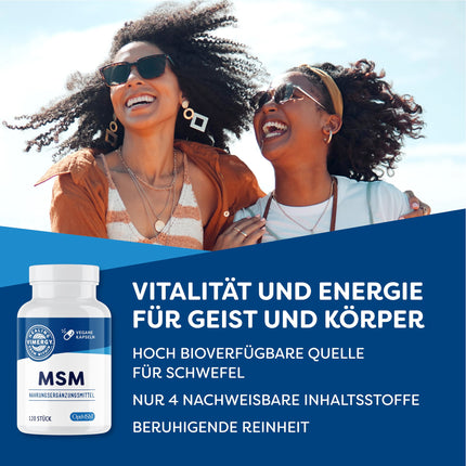 Vimergy MSM 500 mg Capsules – MSM Capsules with Calcium and Silica – Vegan Capsule without Gelatin – GMO and Gluten-Free, No Gelatin, Kosher (120 Capsules)