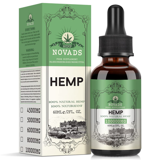 High-quality natural oil, 100,000mg in high dosage, rich in Omega 3-6-9, vegan, 60ml
