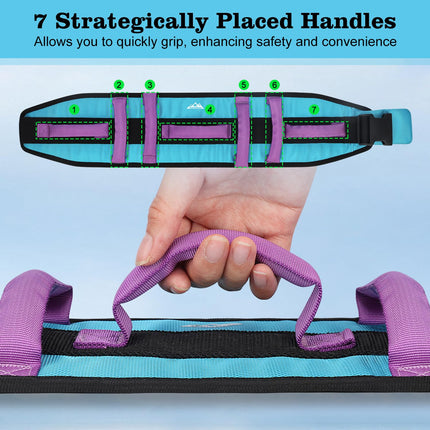 supregear walking belt - non-slip transfer aid with 7 handles and quick release, ideal for the care of elderly people, Aqua