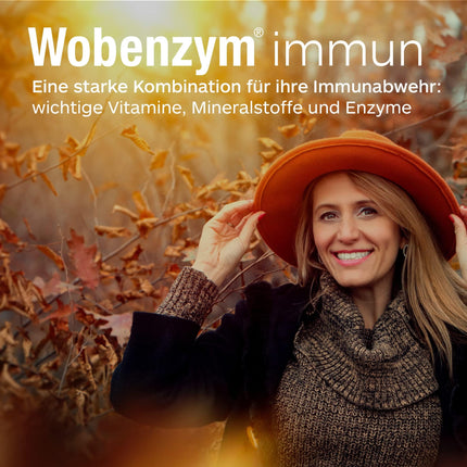 WOBENZYM® immun | 240 tablets | Immune treatment | Supports the immune system with vitamins C and D, zinc, and selenium | For a strong immune defense | Combination of enzymes and vitamins | Defenses