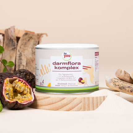 for you intestinal flora complex passion fruit - intestinal treatment with 11 bacterial strains, 22 billion germs per serving &amp; 2 types of fiber: resistant dextrin from corn &amp; acacia fiber - no additives