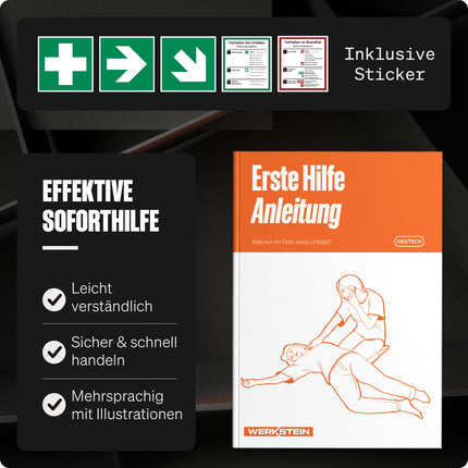 First aid kit with contents according to the new DIN 13157:2021 I First aid case including practical wall mount, 5x stickers &amp; seal I First aid kit for companies, institutions &amp; home