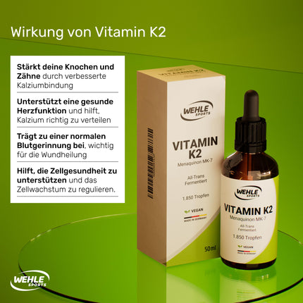 Vitamin K2 MK7 200µg 1850 drops 50ml - Premium: 99% All-Trans Menaquinone - Laboratory tested, vegan, high dosage, and made in Germany.