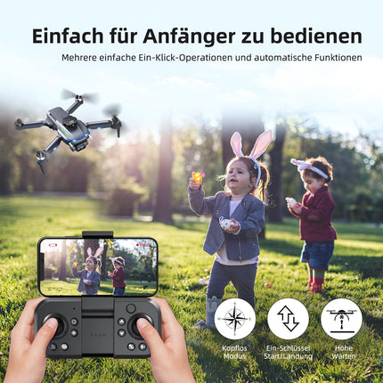 Drone with 4K Camera, Foldable with Remote Control Quadcopter, Indoor Obstacle Avoidance, Optical Flow Positioning, Gesture Photography, 360° Flip, Two Batteries, Toy Gift for Kids