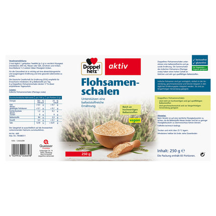 Doppelherz Psyllium Husks - To support a high-fiber and healthy diet - tasteless - 250 g