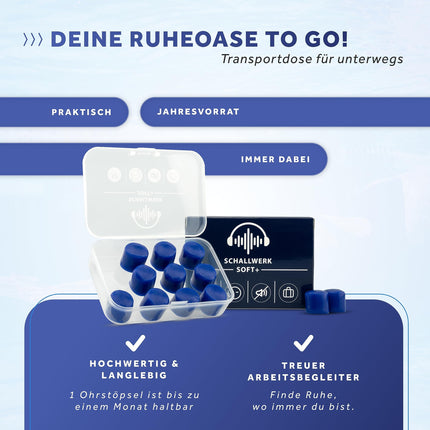 Schallwerk ® Soft+ | 12 silicone earplugs – optimal support as sleeping ear protection, soft earplugs for sleeping Silicone – Earplugs for sleeping
