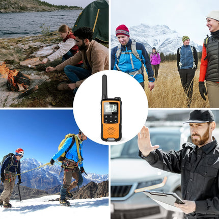 Walkie Talkies for Adults and Kids, Greaval PMR446 Rechargeable Walkie Talkie with Earpiece and USB Cable, 16 Channels, 2-Way Radio, License-Free Walkie Talkie (Orange, 4-Pack)