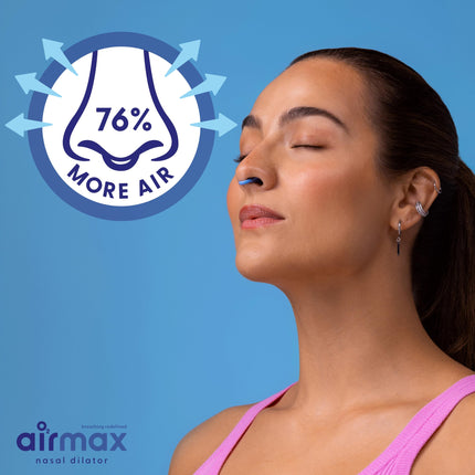 Airmax nasal dilator - snore stopper - 76% more air through the nose - anti-snoring nasal dilator - breathe better - sleep better - free nasal breathing - airflow dilator - two pieces small blue
