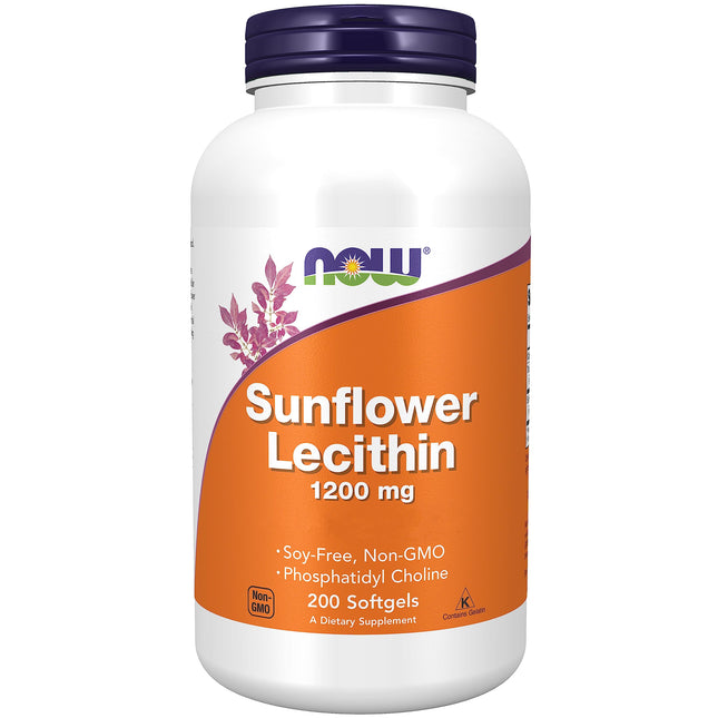Now Foods, Sunflower Lecithin, 1,200 mg, 200 Softgels, Laboratory Tested, Gluten-Free, Soy-Free