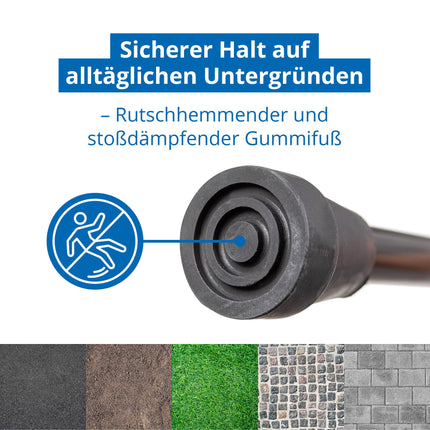 Weinberger telescopic walking stick, sturdy, foldable, height-adjustable, non-slip, comfortable, only 420 grams, max. 136 kg, travel walking stick, 48748, black