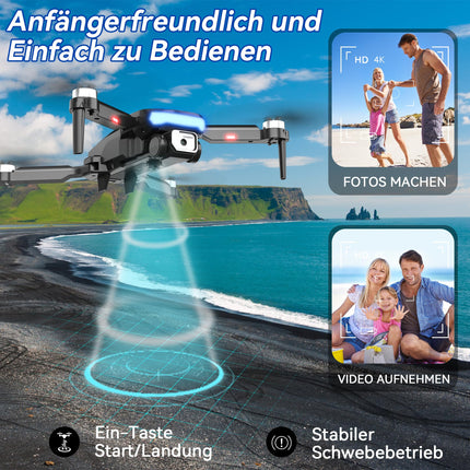 Wipkviey B15 Drone with 4k Camera, Foldable Drones with Brushless Motor, RC FPV Quadcopter for Beginners and Adults, Waypoint Flight, 3D Flip, 2 Batteries, 36 Min. Flight, Under 249g, C0