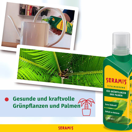 Seramis Vital Food for Green Plants and Palms, 500 ml – Plant fertilizer for optimal growth, liquid fertilizer with practical dosing aid, green