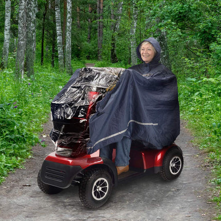 Bramble - Universal mobility scooter poncho with hood &amp; viewing window for rain protection - Rain cape for e-scooters &amp; mobility scooters - Weatherproof, stable &amp; robust