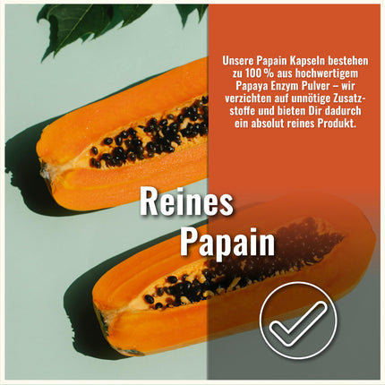 Papain Capsules – 210 Carica Papaya Enzyme Capsules – High Dosage – 1500mg per Daily Dose – Papaya Enzymes without Additives – Papaya Digestive Enzyme – Papain
