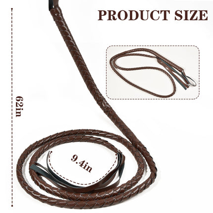 U-Goforst Brown Whip Indiana Whip Cat Woman Whip Costume Fake Bull Whip PU Leather Lion Tamer Cowboy Whip Toy Prop for Adults Ladies