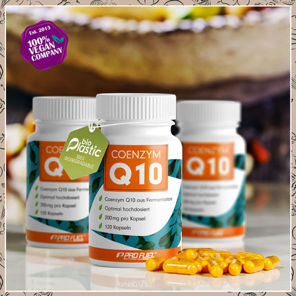 Q10 capsules high-dose 120x with 200mg coenzyme Q10 per capsule - high-quality (vegan) from fermentation - no unwanted additives - laboratory-tested with certificate - supply for 4 months
