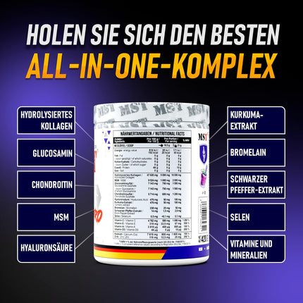 MST® Nutrition Flex Pro Powder – Collagen, MSM, Glucosamine, Chondroitin &amp; Hyaluronic Acid – High-quality formula – Made in Germany (420g, Blackcurrant)