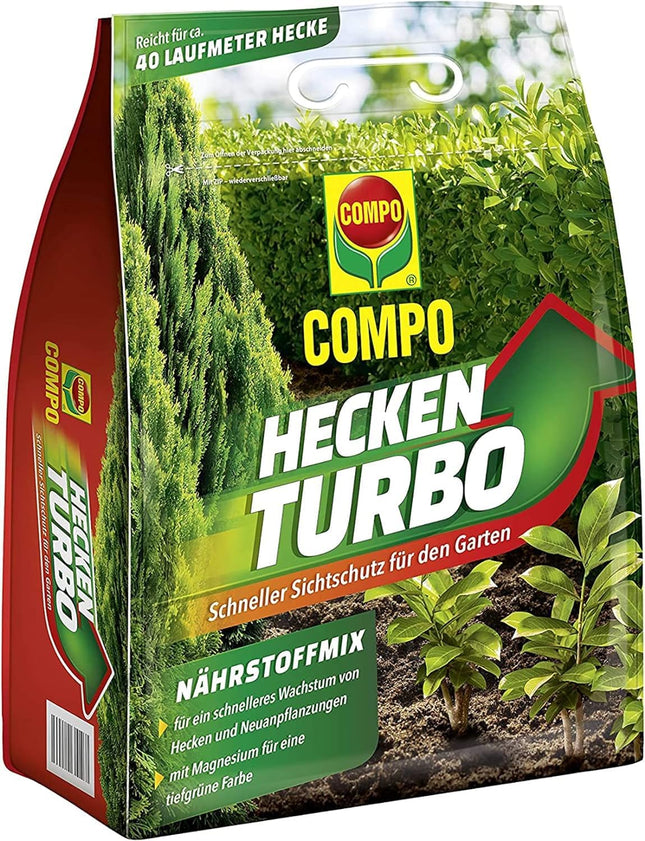 COMPO Hedge Turbo - powerful special fertilizer for hedges and new plantings - hedge fertilizer for rapid growth - 4 kg, green