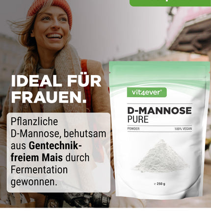 D-Mannose Powder - 250 g - (4.1 month supply) - From plant fermentation - Laboratory tested - Pure &amp; natural - No additives - Vegan