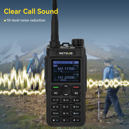 Retevis C62 Walkie Talkie Dual Band, Long Range Ham 2-Way Radio, 2000 mAh Rechargeable Walkie Talkies for Adults, for Hiking/Hunting/Camping (Black, 2 Pack)