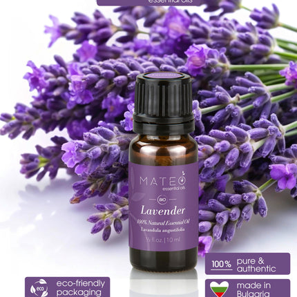 MateoEssentialOils – 100% Pure and Natural Lavender Oil (Lavandula angustifolia) – Organic, Gentle Fragrance – Ideal for Aromatherapy, Skin Care &amp; Relaxation – 10 ml.