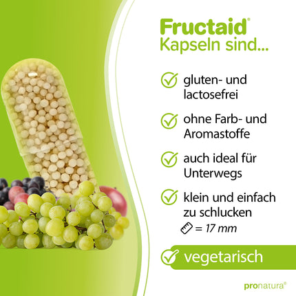 pro natura Fructaid – 60 capsules for fructose intolerance, a medical device for the prevention and relief of digestive problems caused by fructose malabsorption