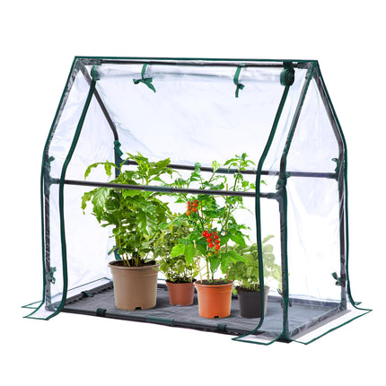 Ohuhu Mini Greenhouse Indoor Greenhouse PVC Film Greenhouse with Waterproof Mat, Tomato House Film Greenhouse Small for Seedling Plant Indoor Herb Garden 91.5x45.5x84 cm