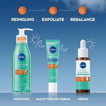 NIVEA Derma Skin Clear Rebalance &amp; Clear Serum, facial care for a visibly improved complexion, moisturizing hyaluronic serum with niacinamide (30 ml)