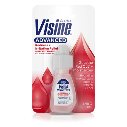Visine Redness Relief Irritation Eye Drops Advanced Lubricant, 0.28 fl oz