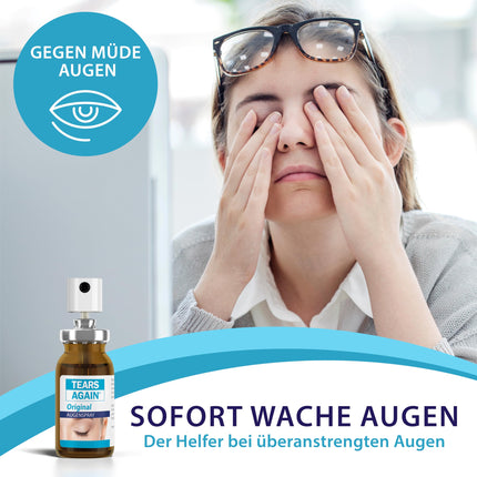 TEARS AGAIN Original Eye Spray for dry eyes 10ml - also suitable for children - Helps with tired, burning, and irritated eyes - Preservative-free - with liposomes