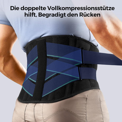 FREETOO Back Support Belt with 7 Metal Supports, Comfortable Back Brace for Men and Women with Removable 3D Lumbar Pad for Lower Back, Lumbar Spine, Breathable Back Belt for Work and Sports