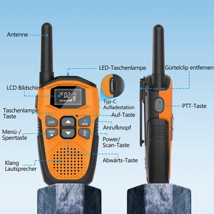 Set of 3, NXGKET Walkie Talkies Rechargeable for Adults and Children, Long Range 5km Walkie Talkie with Li-ion Battery, VOX Flashlight for Outdoors, Camping, Hiking