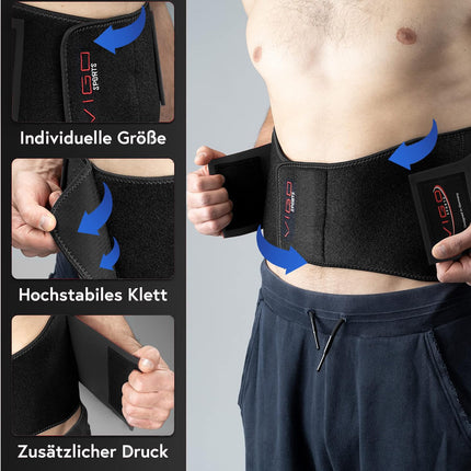 VIGO SPORTS back support, machine washable - anti-sweat kidney belt for effective back stabilization - back support belt for men and women - warming lumbar support belt