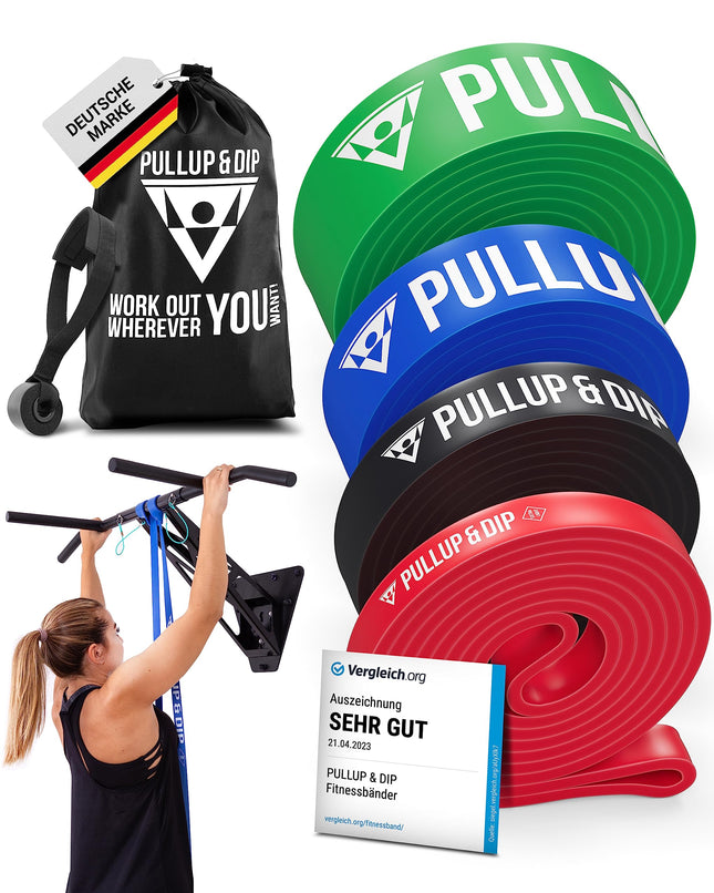 Fitness bands resistance bands from Pullup &amp; Dip with bag and free exercise instructions - pull-up band resistance band pull-up resistance band - fitness band pull-up aid in EXTRA Light (red)