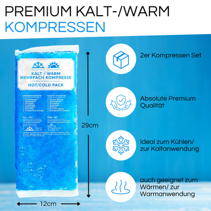 2x Premium Cooling Pad | XXL Cold &amp; Warm Compress 29x12cm | Multi-compress Cooling Pads Gel as a Cooling Pad Cold Compress for Cooling Pain for Children &amp; Adults Blue