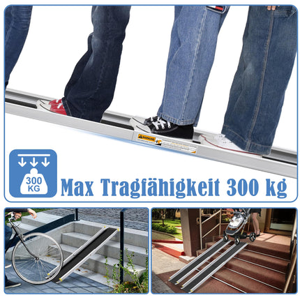 FIVMEN 2X Wheelchair Ramp Telescopic 107-183 cm Aluminum Ramp Wheelchair Load Capacity 300 kg Telescopic Ramp Loading Ramp Adjustable Portable for Wheelchairs &amp; Scooters