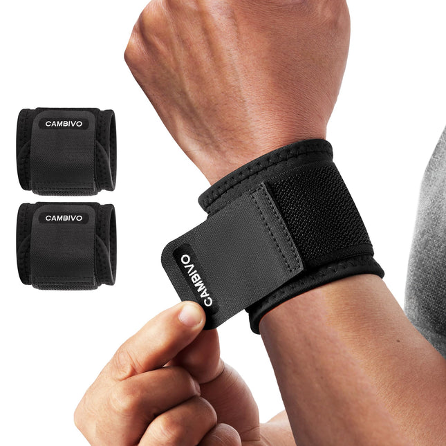 CAMBIVO Wrist Wraps Strength Training, 2 Pack Adjustable Wrist Support Wrist Wrap for Fitness, Gym, Sports Protection